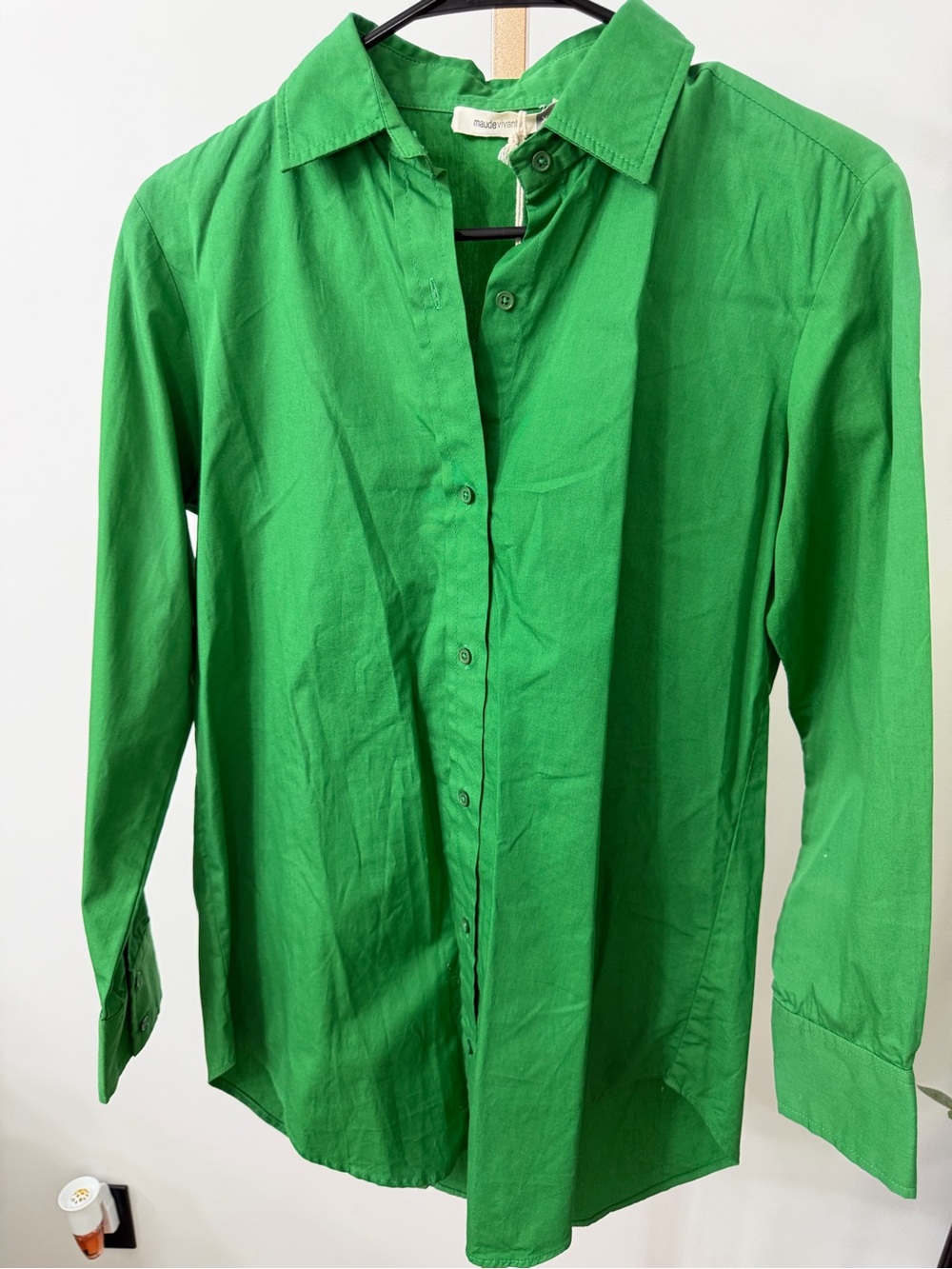 Maude Vivante Bright Kelly Green Button-Down Shirt